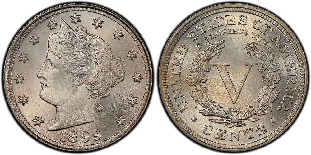 1899 Liberty nickel RPD FS-301 comparison: normal date vs repunched date variety