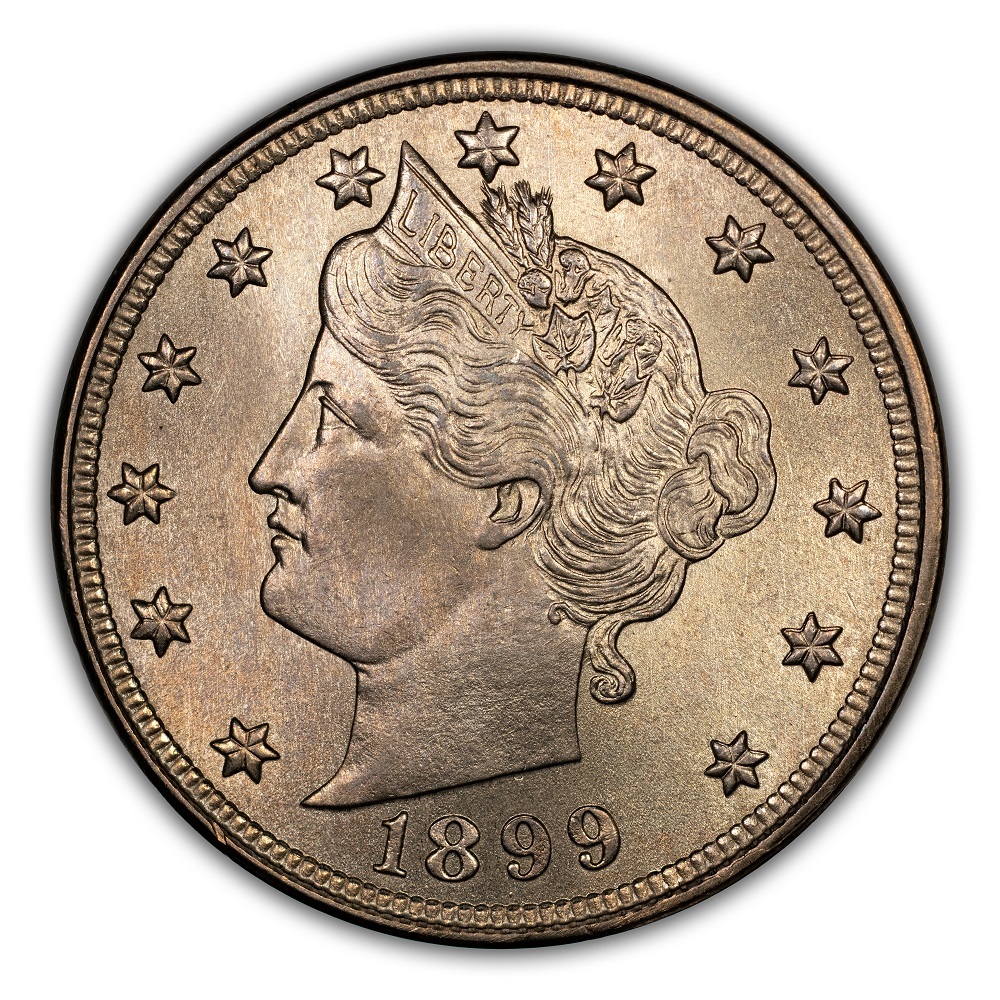 1899 Liberty nickel RPD FS-301 close-up showing repunched date doubling
