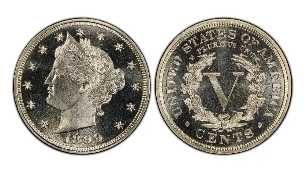 1899 Liberty nickel proof strike with mirror-polished fields and frosted devices